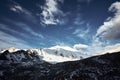 Snow Rocky Mountains with Blue Sky in Kazakhstan