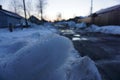 Snow in russian village Royalty Free Stock Photo