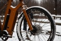 Snow on a rusty bicycle