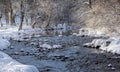 Winter snowy landscape photograph of creek Royalty Free Stock Photo