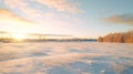 Charming Winter Sunset: 8k 3d Scenic Images Of Norwegian Nature Royalty Free Stock Photo