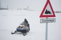 Snow scooter road - Arctic, Spitsbergen Royalty Free Stock Photo