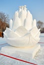 The snow sculpture - snow flowers sunset Royalty Free Stock Photo