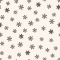 Snow seamless pattern. Black and white vector background with simple snowflakes Royalty Free Stock Photo