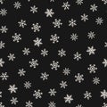 Snow seamless pattern. Black and white vector background with simple snowflakes Royalty Free Stock Photo