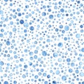 Snow seamless pattern. Blue watercolor dots on a white background. New Year and Christmas print for textiles, gift wrapping paper