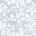 Snow Seamless Pattern. Christmas Texture. Winter Holiday Flowing Snowflakes Background