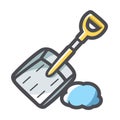 Snow shovel cleaning Vector icon Cartoon illustration.
