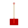 Snow shovel red outdoor snowfall clean remove dig. Manuall handle vector icon sidewalk street road. Equipment spade