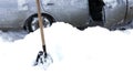 Clearing the road from snow manually Royalty Free Stock Photo