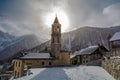 The small village of Ferrere, reachable only on foot during the winter season. Valle Stura - Province of Cuneo - Piedmont Royalty Free Stock Photo