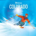 Snow skiing in colorado. Vector illustration decorative design