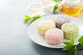 Snow skin mooncakes for the mid Autumn festival Royalty Free Stock Photo