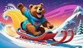 snow sled ski snowboard board bear winter sport