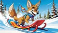 snow sled ski snowboard board coyote dog winter sport