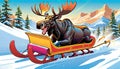 snow sled ski snowboard board moose winter sport animal