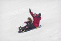 Snow sledding fun Royalty Free Stock Photo