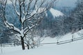 Snow slope countryside winter cloudy landscape