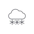 Snow, snowfall cloud, winter weather thin line icon. Linear vector symbol