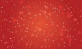 Snow snowflake red background. Christmas snowy winter design. White falling snowflakes, abstract landscape. Cold weather effect. Royalty Free Stock Photo