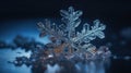 A snow snowflake in the winter, in the style of crystalcore, focus stacking, mike campau, translucent water, Generative AI