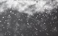 Snow with snowflakes and clouds on transparent background. Falling snow effect. Christmas snow. Snowfall. Vector illustration Royalty Free Stock Photo