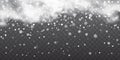 Snow with snowflakes and clouds on transparent background. Falling snow effect. Christmas snow. Snowfall. Vector illustration Royalty Free Stock Photo