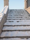 Snow steps, snow-white winter, snow-covered alley steps. Winter background. Royalty Free Stock Photo