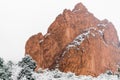 Blizzard at garden of the gods colorado springs rocky mountains during winter covered in snow Royalty Free Stock Photo