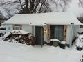 Snow covered garage