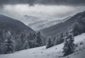 A snow storm in the mountains