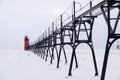 Snow storm over South Haven South Pier Royalty Free Stock Photo