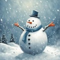 a snow man in a snow storm - 1