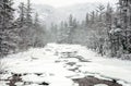 Snow storm on swift river Royalty Free Stock Photo
