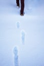 Snow texture with foot prints on winter time Royalty Free Stock Photo