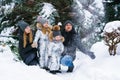 Snow time, snow games. Winter vacation. Cute caucasian kids brother and sister Royalty Free Stock Photo