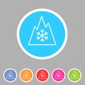 Snow tire Mountain Snowflake Mud symbol icon flat web sign logo label set