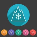 Snow tire Mountain Snowflake Mud symbol icon flat web sign logo label set