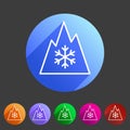 Snow tire Mountain Snowflake Mud symbol icon flat web sign logo label set