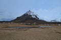 Snow on the Top of Mount Stapafell in Iceland