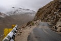 Snow on top of mountains at Khardung La Pass Highest road of The World
