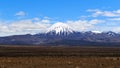 Snow top of Ngauruhoe volcano, New Zealand