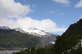 snow-topped mountain view from Mendenhall Valley Royalty Free Stock Photo