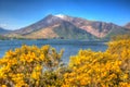Snow topped mountains Loch Leven Scottish lake Scotland Scottish Highlands bright colourful HDR