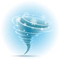 Snow tornado icon blue background