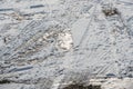 Snow tracks in the snow Royalty Free Stock Photo