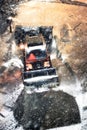 Snow Tractor at Work Elevated View Royalty Free Stock Photo