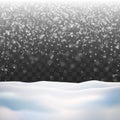 Snow on transparent background. Winter snowfall.