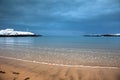 Snow on Trearddur Bay Beach Royalty Free Stock Photo