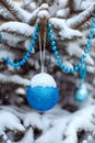 Snow tree decorated with toys for christmas and new year - Image Royalty Free Stock Photo